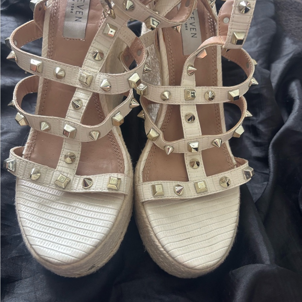 Women's Cream Studded Sandals